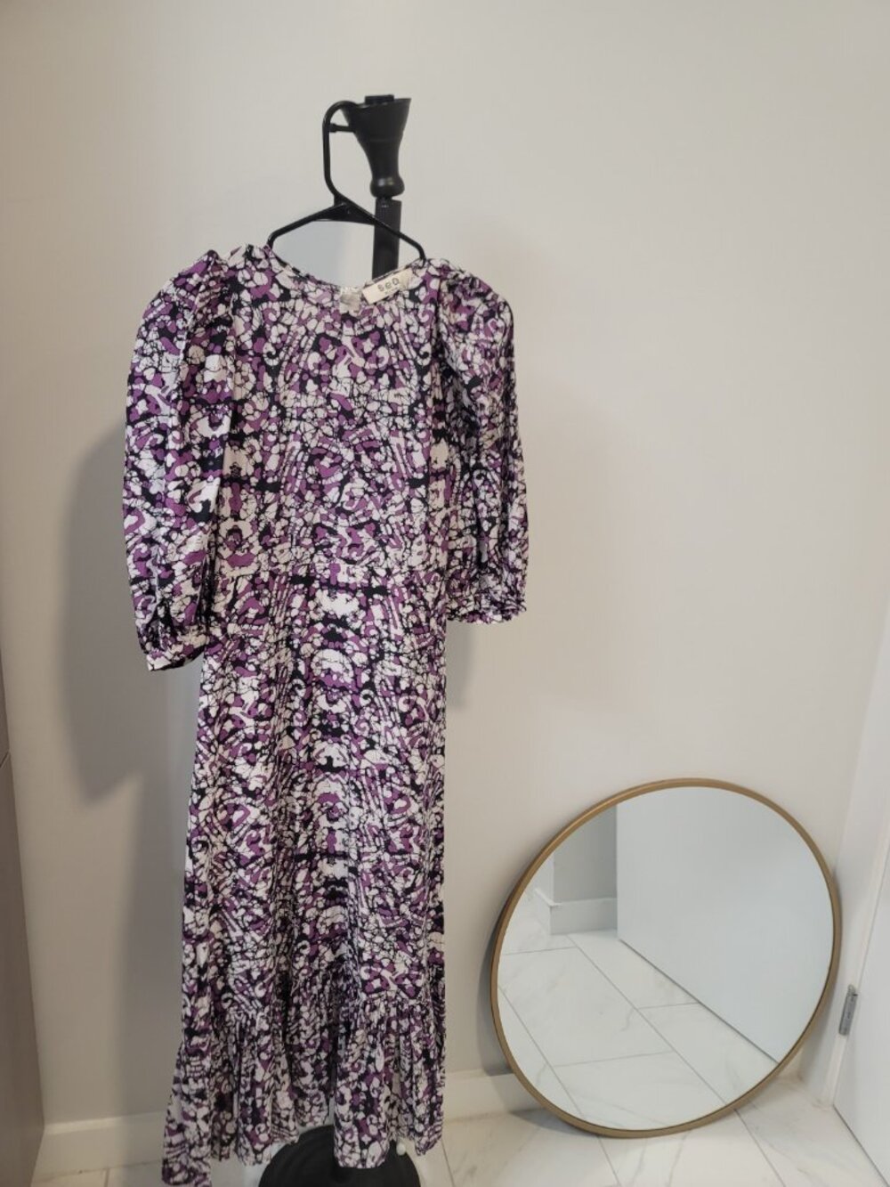 Sea New York Borealis Midi Cotton Silk 3/4 Sleeve Dress Sz 2 Multicolor
